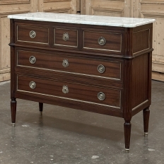 Antique French Louis XVI Mahogany Commode with Carrara Marble