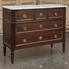 Antique French Louis XVI Mahogany Commode with Carrara Marble