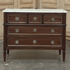 Antique French Louis XVI Mahogany Commode with Carrara Marble
