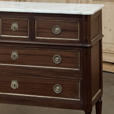 Antique French Louis XVI Mahogany Commode with Carrara Marble