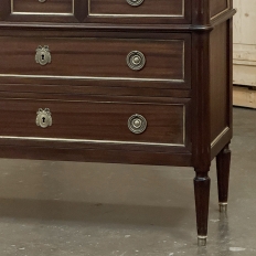 Antique French Louis XVI Mahogany Commode with Carrara Marble