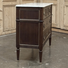 Antique French Louis XVI Mahogany Commode with Carrara Marble
