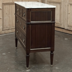 Antique French Louis XVI Mahogany Commode with Carrara Marble