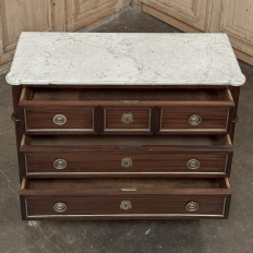 Antique French Louis XVI Mahogany Commode with Carrara Marble