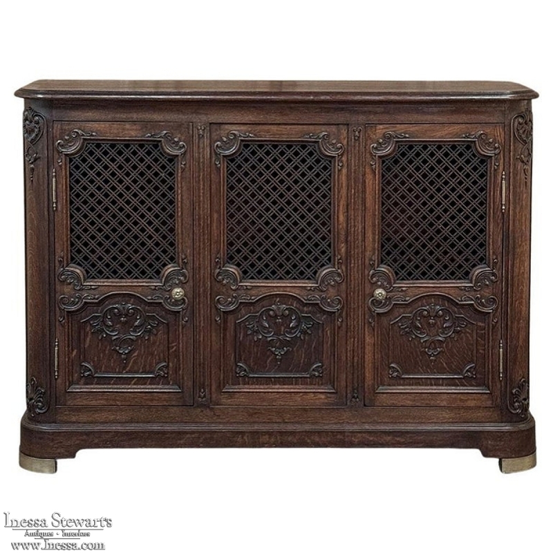 Antique Liegoise Louis XIV Credenza with Lattice Doors