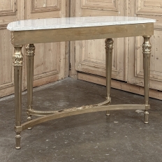 Antique French Louis XVI Giltwood Demilune Console with Carrara Marble