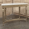 Antique French Louis XVI Giltwood Demilune Console with Carrara Marble