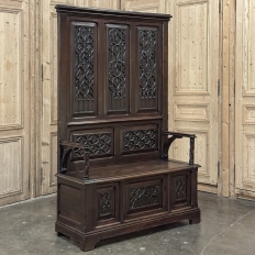 19th Century French Gothic Hall Bench with Trunk
