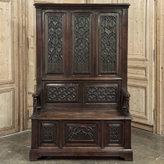 19th Century French Gothic Hall Bench with Trunk