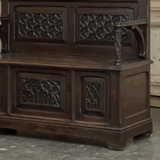 19th Century French Gothic Hall Bench with Trunk