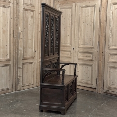 19th Century French Gothic Hall Bench with Trunk