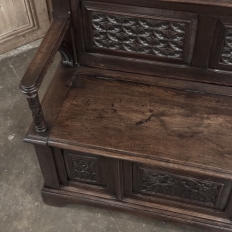 19th Century French Gothic Hall Bench with Trunk