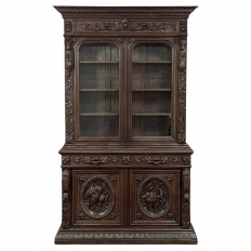 19th Century French Renaissance Hunt Bookcase ~ Bibliotheque