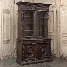 19th Century French Renaissance Hunt Bookcase ~ Bibliotheque