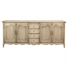 Grand Antique Country French Louis XV Buffet in Stripped Oak