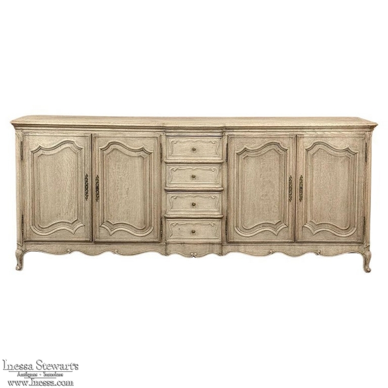 Grand Antique Country French Louis XV Buffet in Stripped Oak