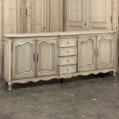 Grand Antique Country French Louis XV Buffet in Stripped Oak