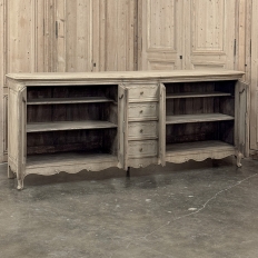 Grand Antique Country French Louis XV Buffet in Stripped Oak