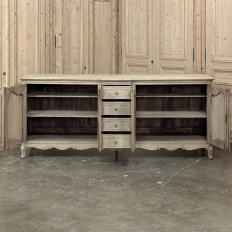 Grand Antique Country French Louis XV Buffet in Stripped Oak