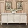 Antique French Louis XVI Bleached Mahogany Buffet with Carrara Marble