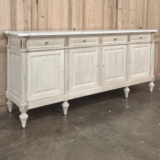Antique French Louis XVI Bleached Mahogany Buffet with Carrara Marble