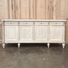 Antique French Louis XVI Bleached Mahogany Buffet with Carrara Marble