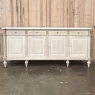 Antique French Louis XVI Bleached Mahogany Buffet with Carrara Marble