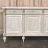 Antique French Louis XVI Bleached Mahogany Buffet with Carrara Marble