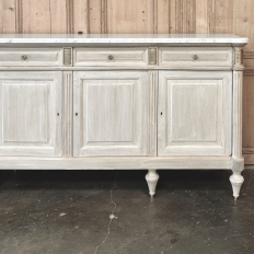 Antique French Louis XVI Bleached Mahogany Buffet with Carrara Marble