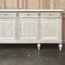 Antique French Louis XVI Bleached Mahogany Buffet with Carrara Marble