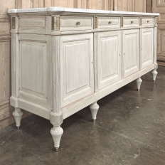 Antique French Louis XVI Bleached Mahogany Buffet with Carrara Marble