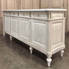 Antique French Louis XVI Bleached Mahogany Buffet with Carrara Marble