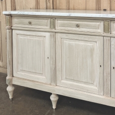Antique French Louis XVI Bleached Mahogany Buffet with Carrara Marble
