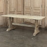 Vintage Rustic European Stripped Oak Trestle Dining Table