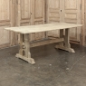 Vintage Rustic European Stripped Oak Trestle Dining Table