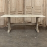 Vintage Rustic European Stripped Oak Trestle Dining Table