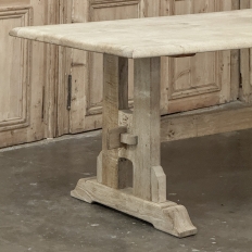 Vintage Rustic European Stripped Oak Trestle Dining Table