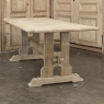 Vintage Rustic European Stripped Oak Trestle Dining Table