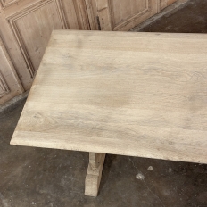 Vintage Rustic European Stripped Oak Trestle Dining Table