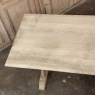 Vintage Rustic European Stripped Oak Trestle Dining Table