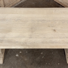 Vintage Rustic European Stripped Oak Trestle Dining Table