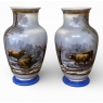 Pair of 19th C. French Hand-Painted Limoges-Style Vases with Sheep Scenes