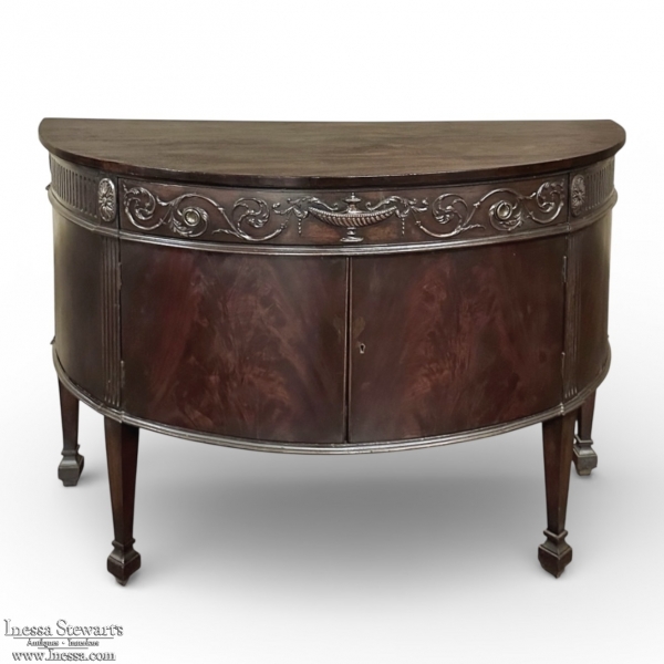 19th Century English Neoclassical Demilune Buffet ca. 1890