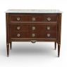 Antique French Louis XVI Mahogany Carrara Marble Top Commode