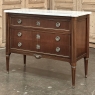 Antique French Louis XVI Mahogany Carrara Marble Top Commode
