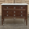 Antique French Louis XVI Mahogany Carrara Marble Top Commode