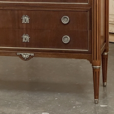 Antique French Louis XVI Mahogany Carrara Marble Top Commode
