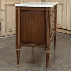 Antique French Louis XVI Mahogany Carrara Marble Top Commode
