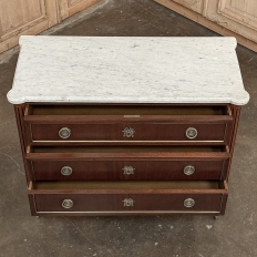Antique French Louis XVI Mahogany Carrara Marble Top Commode