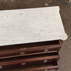 Antique French Louis XVI Mahogany Carrara Marble Top Commode